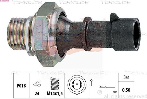 Датчик давления масла EPS Made in Italy - OE Equivalent для Daewoo Evanda 2002-2005. Артикул 1.800.069