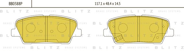 Колодки тормозные HYUNDAI/KIA GENESIS/MOHAVE 07- задн. (Blitz). Артикул BB0388P