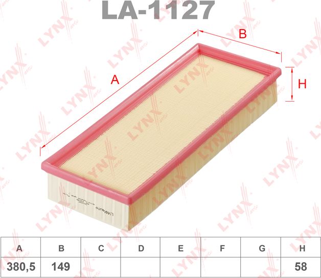 Воздушный фильтр LYNXauto для BMW 5 III (E34) 1987-1993. Артикул LA-1127