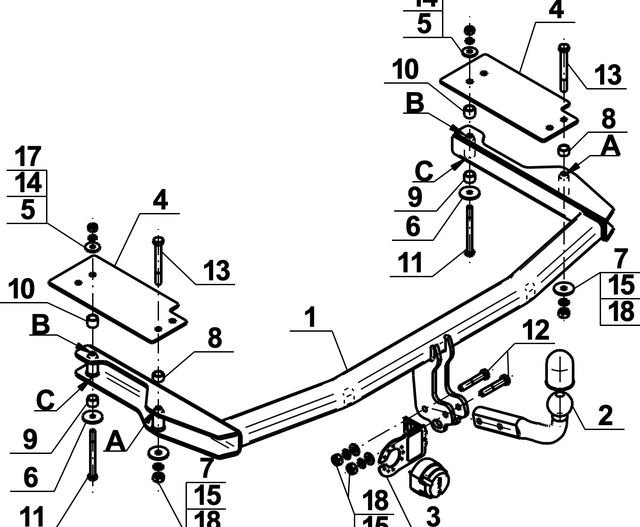 Фаркоп Steinhof для Mazda 6 I хэтчбек 5 дверей 2002-2007 . Артикул M-022