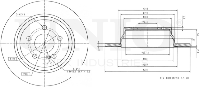 Диск тормозной (Unio). Артикул BRD-20220