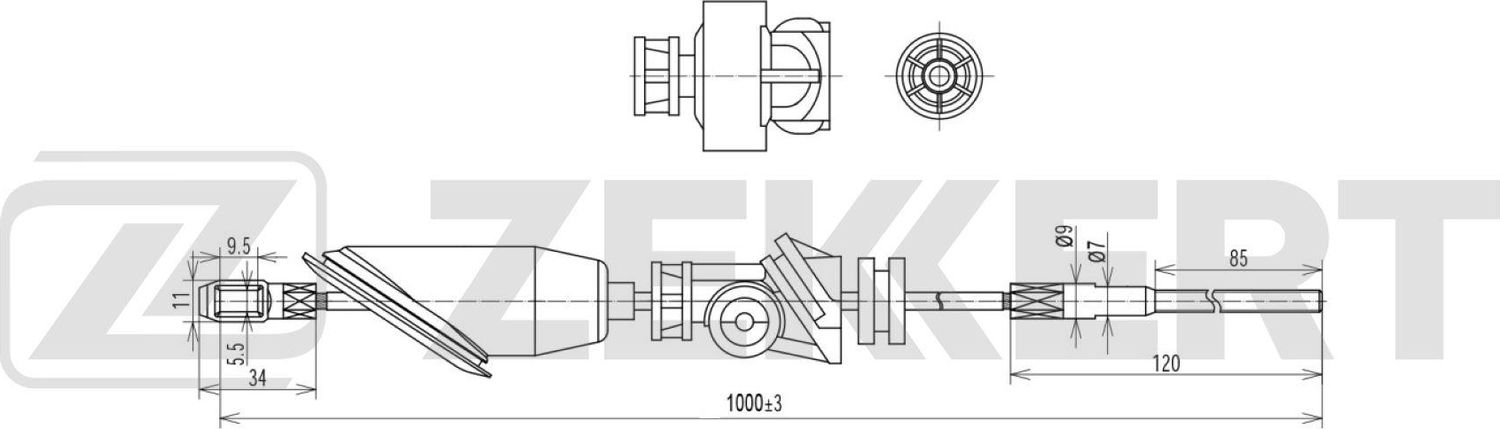 Трос ручника (тросик ручного тормоза) Zekkert. Артикул BZ-1421