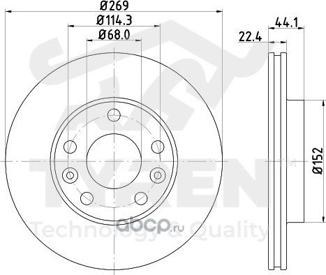 Тормозной диск (Tyren). Артикул TYR1119711