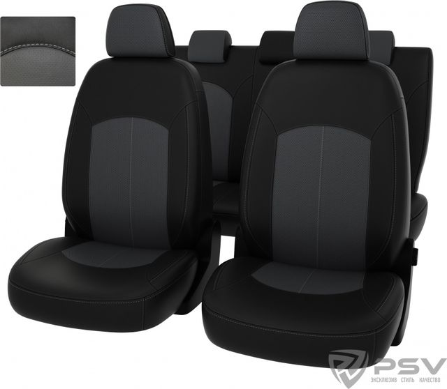 Чехлы PSV Оригинал на сидения для Lada Granta 2011-2018, цвет Черный/серый. Артикул 124445