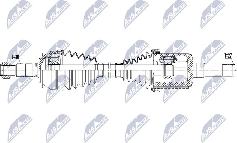 Полуось (привод в сборе, приводной вал) NTY. Артикул NPW-DW-047