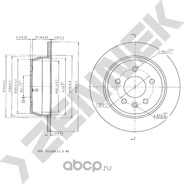 Диск тормозной задний MERCEDES VITO W638 96-03 (Zennek). Артикул DBD0144
