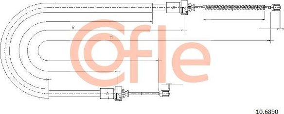 Трос ручника (тросик ручного тормоза) Cofle. Артикул 10.6890