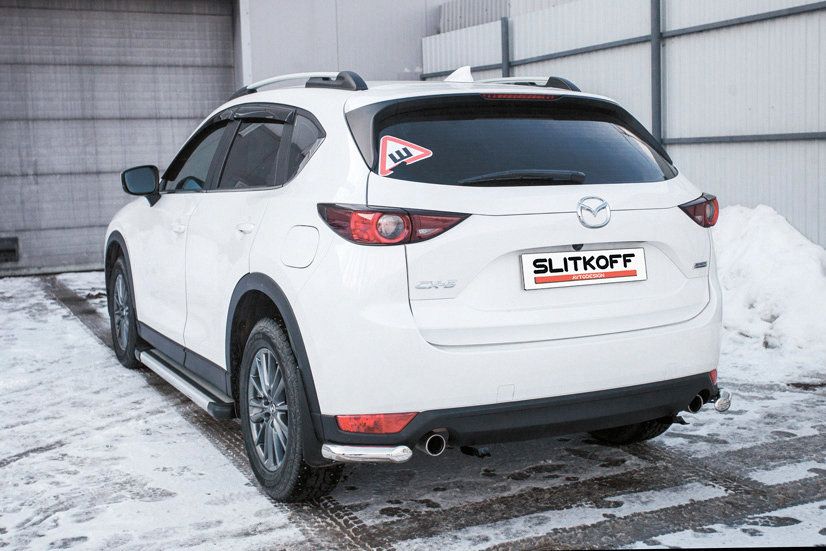 Защита Slitkoff задняя d57 уголки для Mazda CX-5 II 2017-2026. Артикул MZCX175-07