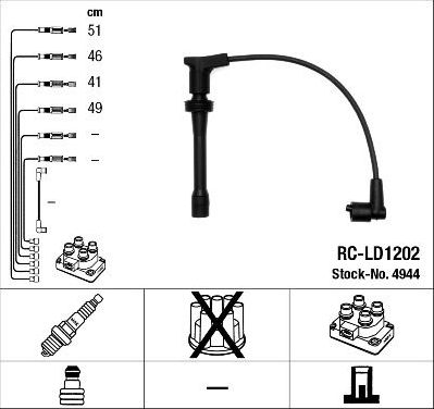 Высоковольтные провода (провода зажигания) (комплект) NGK. Артикул 4944