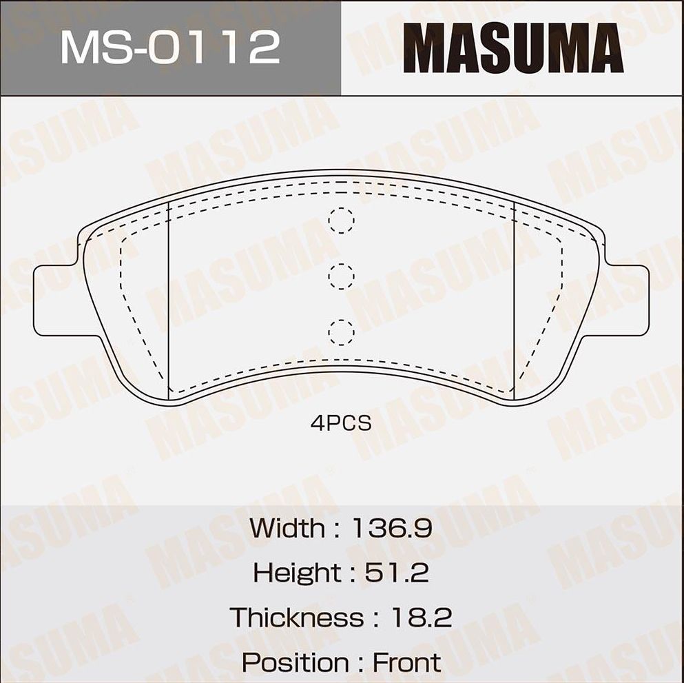 Тормозные колодки Masuma. Артикул MS-0112