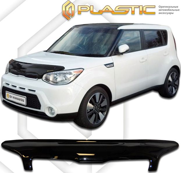 Дефлектор СА Пластик для капота (Classic черный) Kia Soul II 2013-2019. Артикул 2010010109738