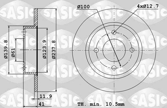 Тормозной диск Sasic передний для Renault 21 1986-1994. Артикул 4004253J