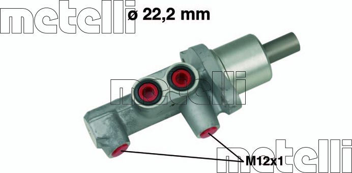 Тормозной цилиндр главный Metelli (алюминий). Артикул 05-0484