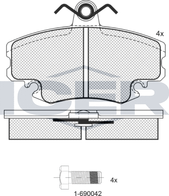 Тормозные колодки Icer передние для Renault 21 1986-1994. Артикул 180993-204