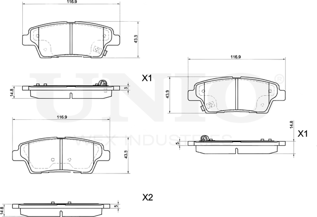 Колодки тормозные дисковые, комплект (Unio). Артикул BRP-20467