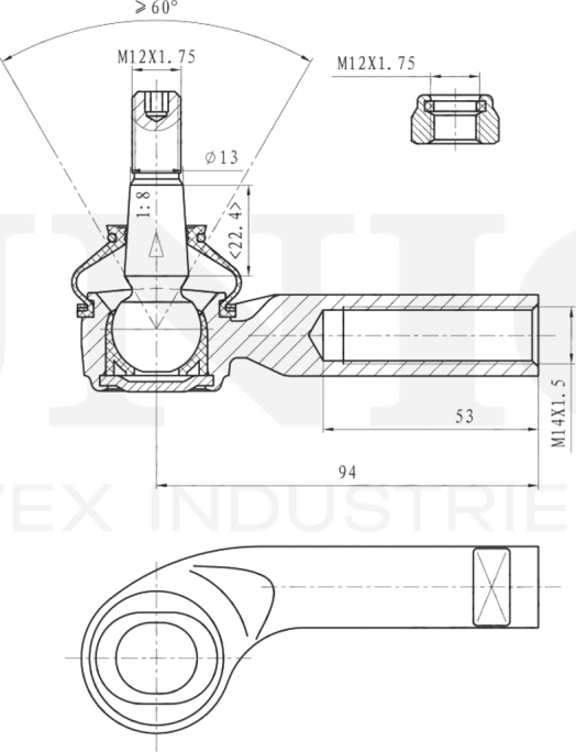 Наконечник рулевой тяги (Unio). Артикул SSP-10182