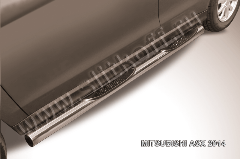 Пороги Slitkoff труба d76 с проступями для Mitsubishi ASX I рестайлинг 2012-2016. Артикул MAS14-008