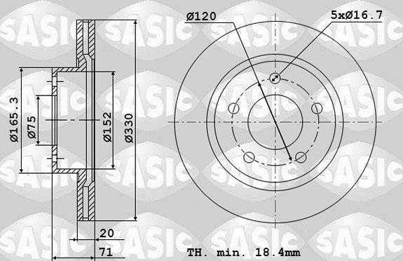 Тормозной диск Sasic задний для BMW X4 I (F26) 2014-2018. Артикул 6106198