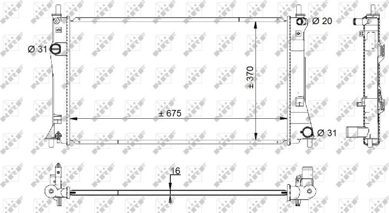 Радиатор охлаждения двигателя NRF (алюминий). Артикул 59205