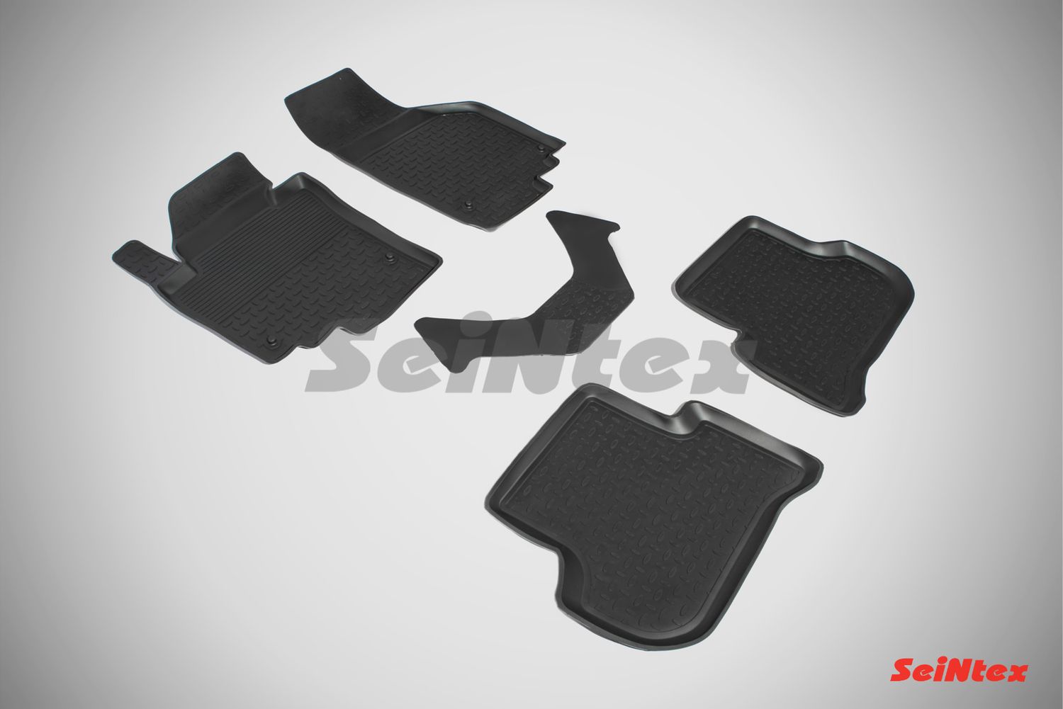 Коврики резиновые Seintex с высоким бортиком для салона Skoda Yeti 2009-2018. Артикул 82566