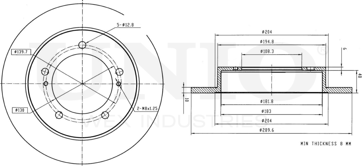 Диск тормозной (Unio). Артикул BRD-20360