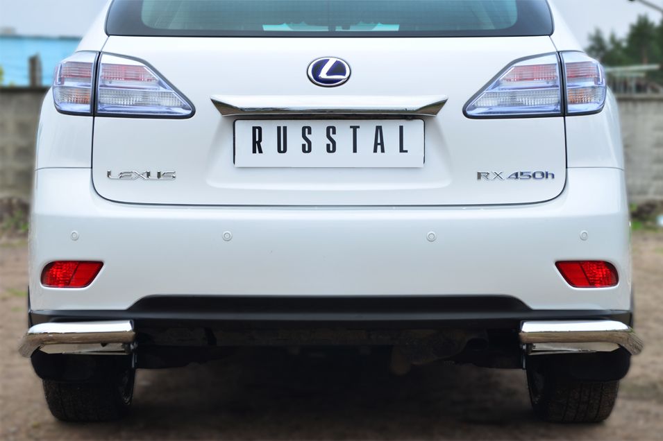 Защита RusStal заднего бампера уголки d63 для Lexus RX 270/350/450h 2012-2026. Артикул LRXZ-000417