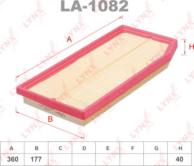 Воздушный фильтр LYNXauto. Артикул LA-1082