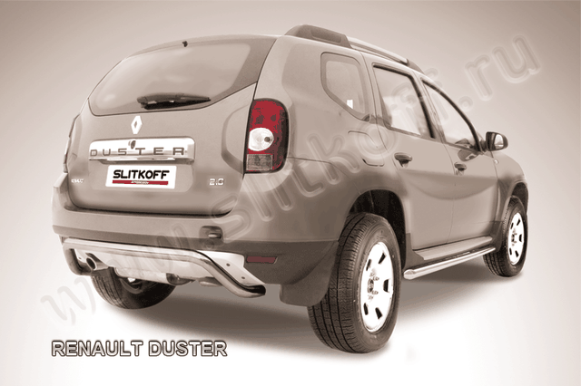 Защита Slitkoff заднего бампера d57 скоба для Renault Duster I 2010-2015. Артикул RD008