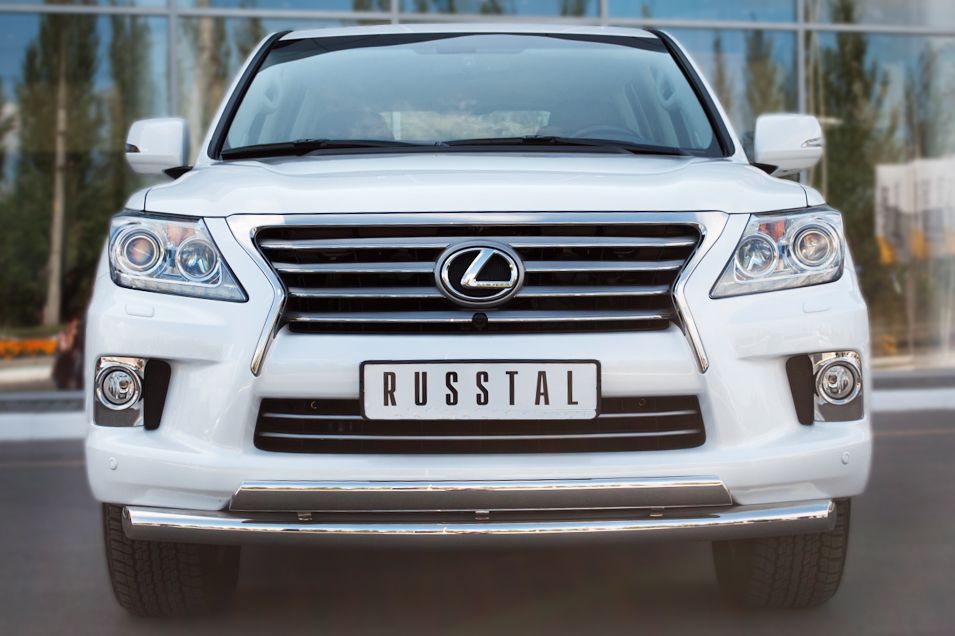 Защита RusStal переднего бампера d76/75х42 для Lexus LX 570 2012-2026. Артикул LLXZ-000861