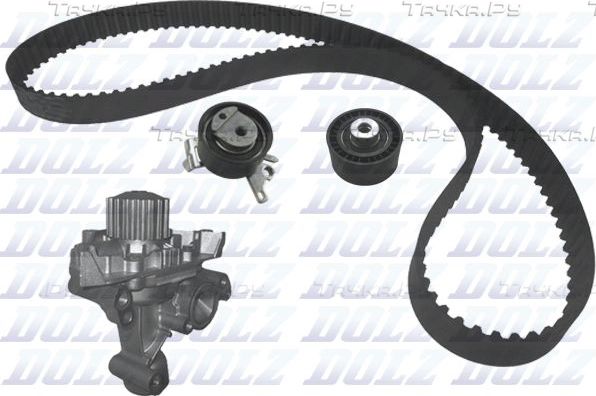 Помпа (водяной насос) с комплектом ремня ГРМ Dolz для Peugeot 407 2004-2010. Артикул KD056
