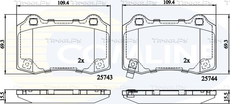 Тормозные колодки Comline задние для Jeep Grand Cherokee IV (WK2) 2010-2026. Артикул CBP32308