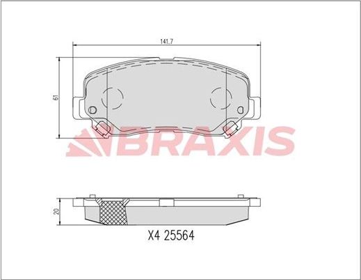 Тормозные колодки Braxis передние для Jeep Cherokee V (KL) 2013-2026. Артикул AA0737