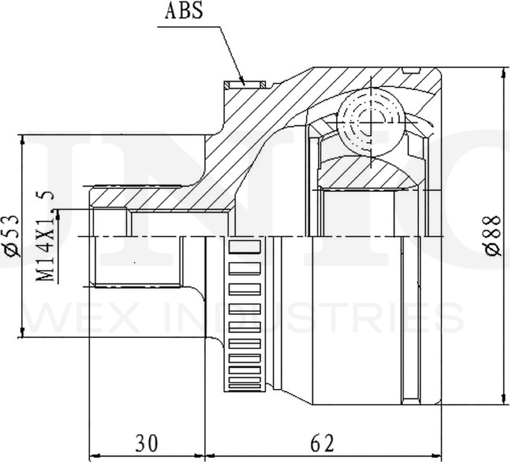 ШРУС наружный (Unio). Артикул CVJ-20038