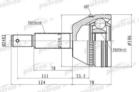 Шрус наружный (граната) Patron. Артикул PCV3237