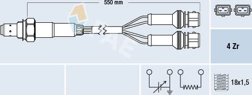 Лямбда-зонд (кислородный датчик) FAE для Peugeot 106 I 1991-1996. Артикул 77126