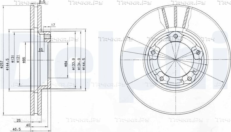 Тормозной диск Delphi передний для Toyota Dyna U100, 200 / Y100 1995-2001. Артикул BG2423