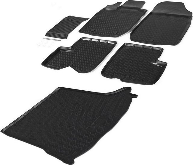 Комплект ковриков Rival для салона и багажника Lada Largus универсал (5 мест), Cross универсал (5 мест) 2012-2021. Артикул K16003001-2