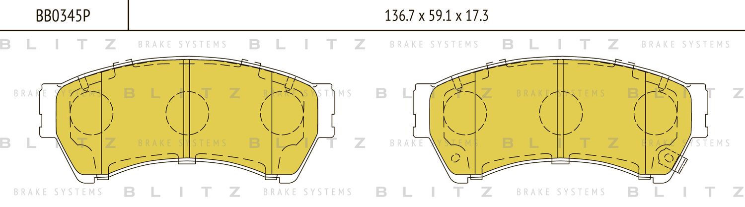Колодки торм. диск. перед Mazda 6 I, II 07 (Blitz). Артикул BB0345P