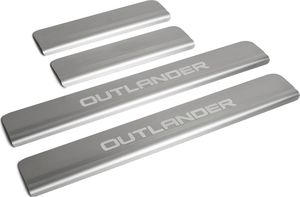 Накладки Rival на пороги (с надписью) для Mitsubishi Outlander III рестайлинг 2015-2018 2018-2025. Артикул NP.4006.3