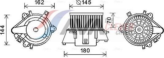 Вентилятор, мотор печки (отопителя) салона AVA. Артикул FT8438