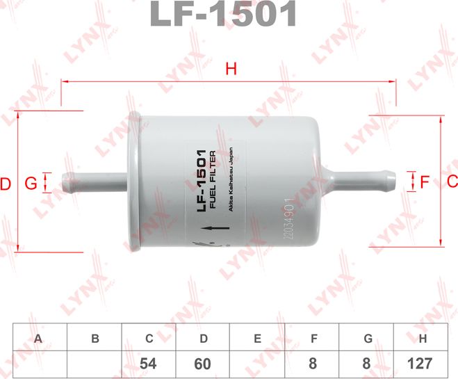 Топливный фильтр LYNXauto. Артикул LF-1501