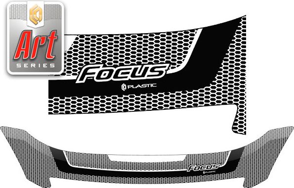 Дефлектор СА Пластик для капота (Серия Art графит) Ford Focus II седан 2008-2011. Артикул 2010011602726