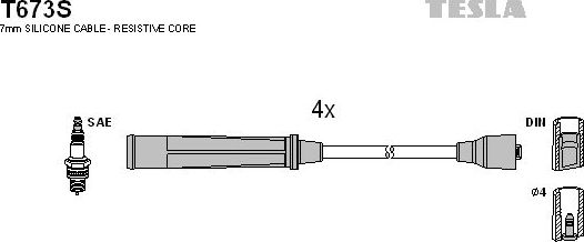 Высоковольтные провода (провода зажигания) (комплект) Tesla для Москвич 2142 1997-2001. Артикул T673S