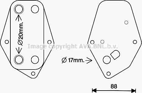Радиатор масляный (маслоохладитель) для двигателя AVA для BMW 3 IV (E46) 1998-2003. Артикул BW3557