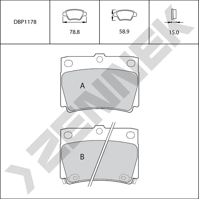 Колодки тормозные задние PAJERO SPORT 13->, GALLOPER 98-03 (Zennek). Артикул DBP1178