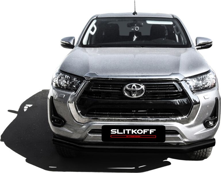 Защита Slitkoff переднего бампера d76 для Toyota Hilux VIII рестайлинг 2020-2026 ЧЕРНАЯ матовая. Артикул THL20-003B