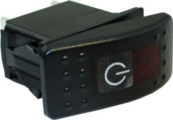 Клавиша переключения redBTR с красной подсветкой универсальная с наклейками (5PIN). Артикул 809124