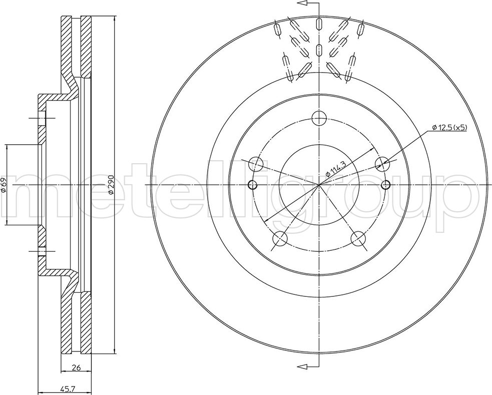 Тормозной диск Metelli. Артикул 23-1156C
