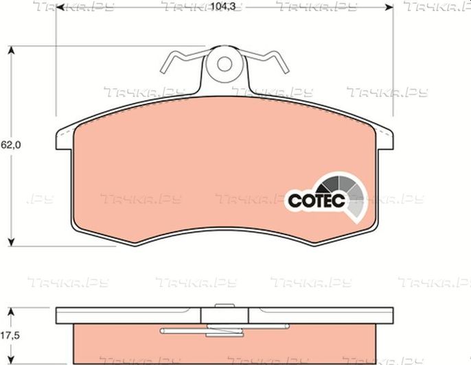 Тормозные колодки TRW COTEC передние для Lada Kalina II 2013-2018. Артикул GDB469