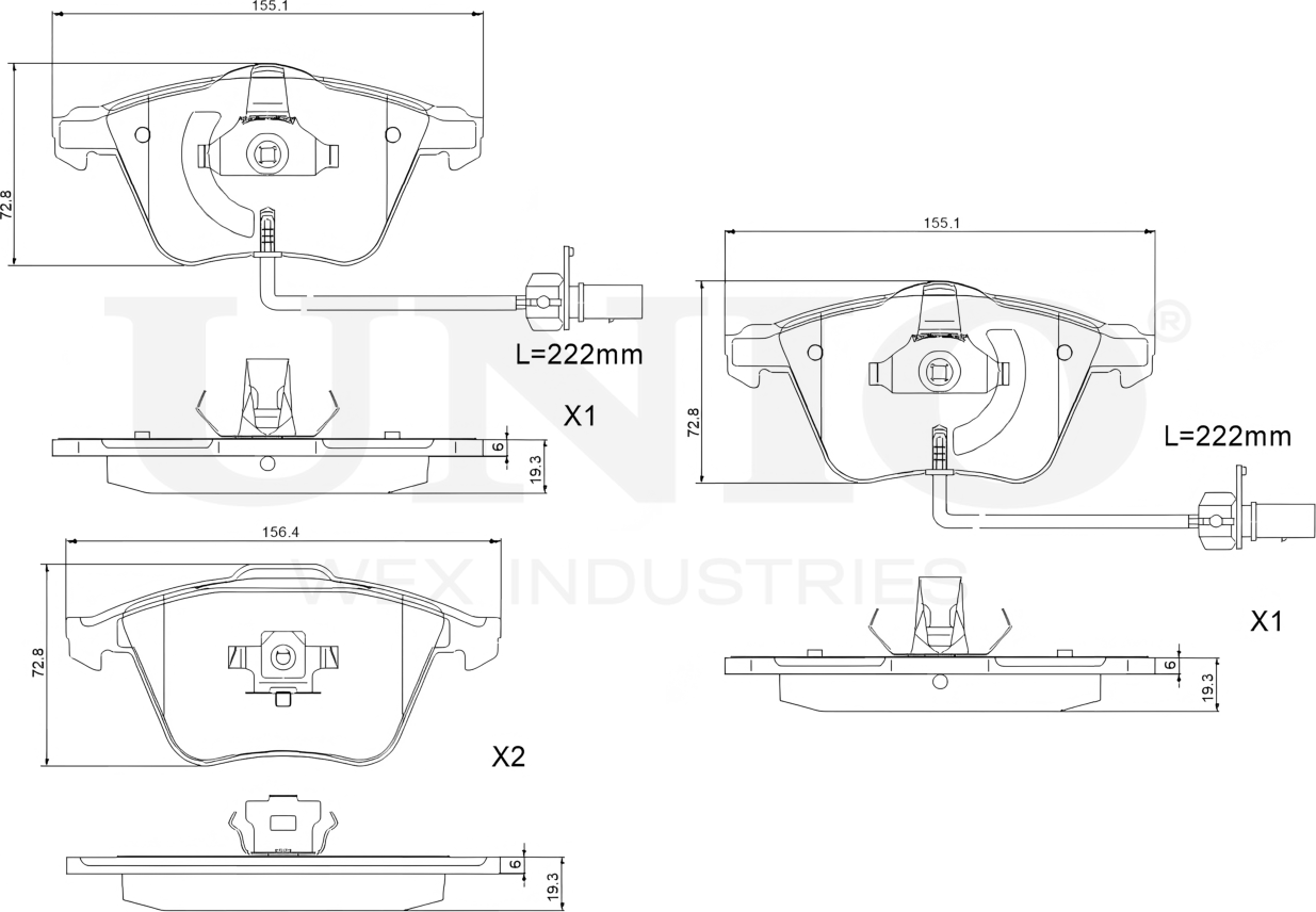 Колодки тормозные дисковые, комплект (Unio). Артикул BRP-20087
